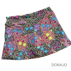 DONAJO | SUGAR SKULL SKORT RUFFLE BACK ATHLETIC TENNIS COLORFUL | EXTRA LARGE